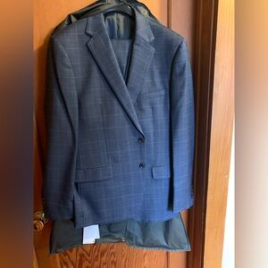 Calvin Klein Blue Checkered 3 Piece Suit Size L